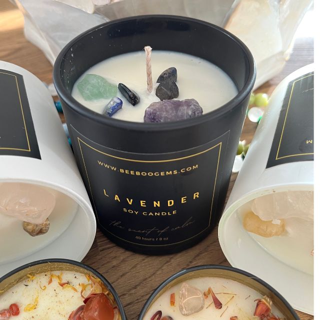 Lavender Crystal Candle